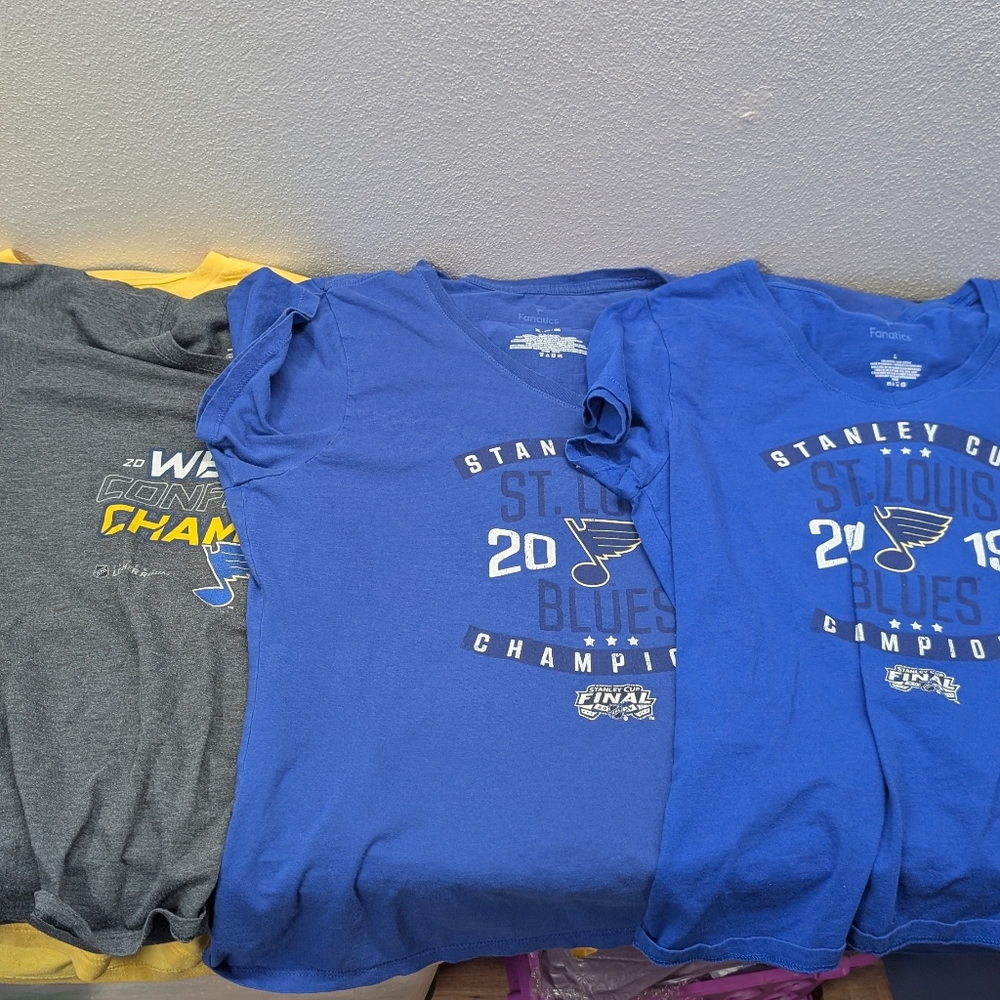 Lot of 4 NHL St. Louis Blues Womens Shirts Tops Ice Hockey Bluenote Sz L and XL